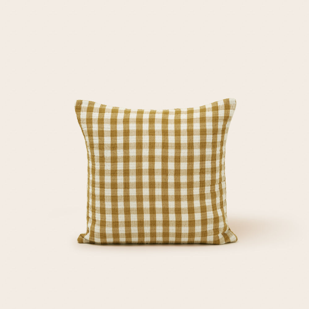 Housse de coussin Jeanie jaune ocre en coton biologique doux pour chambre d'enfant et salon - Design élégant et moderne - 6
