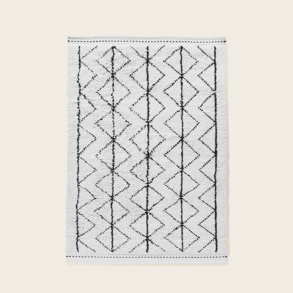 Tapis YDIR élégant ivoire et noir motif berbère artisanal - 6