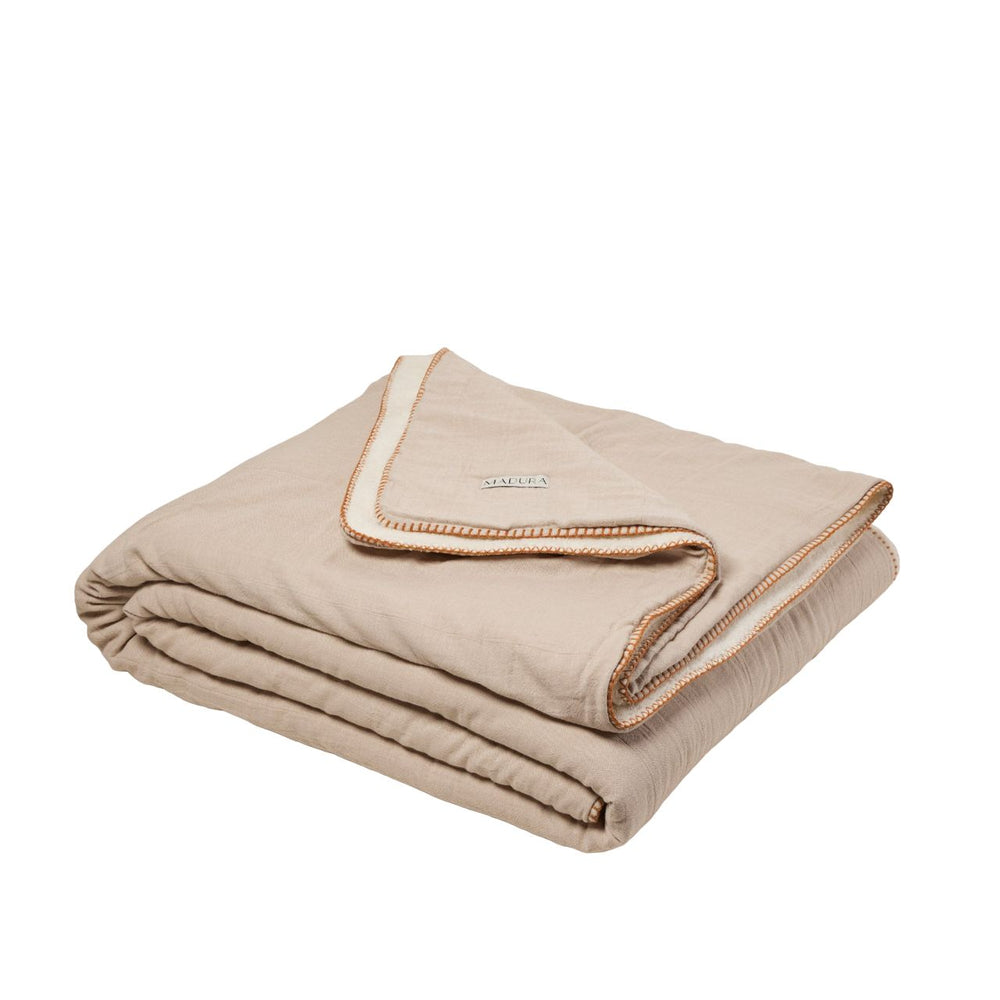 Couvre-lit DASHAN beige naturel et feston carame - 10