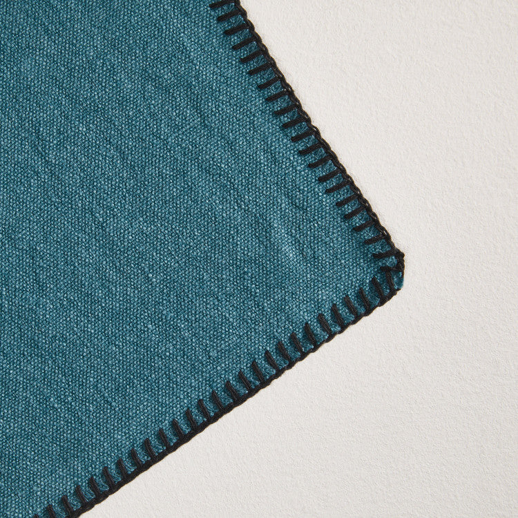 Serviette de table Nino, indigo à feston noir - 5