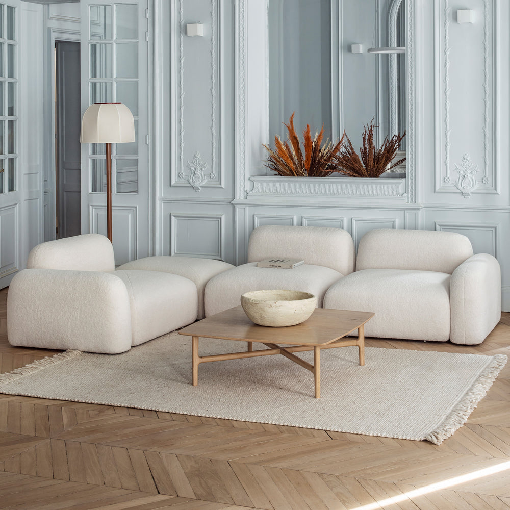 Chauffeuse Modulable avec Accoudoir Bas G ISILD – Tissu Bouclette Ivoire – Confort et Design Scandinave - 3