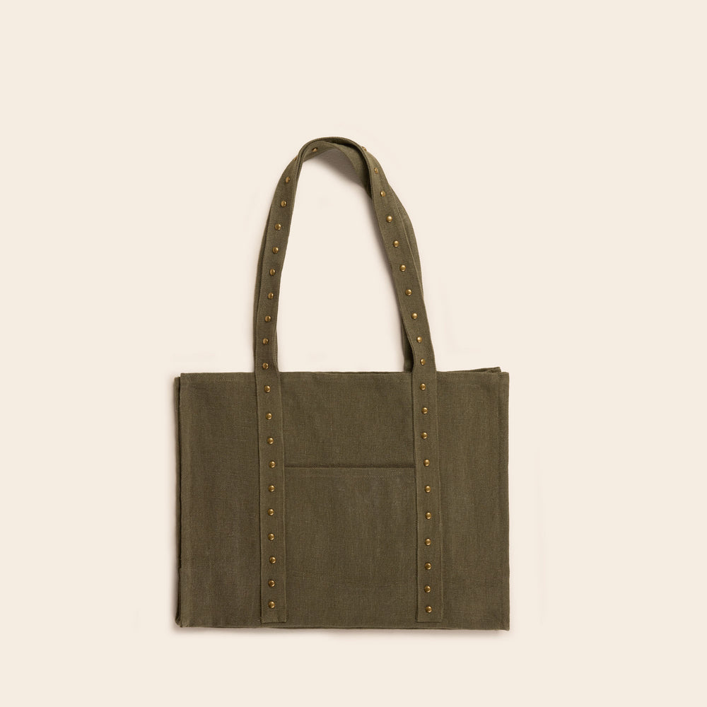 Sac NENIO kaki grisé à clous laiton
