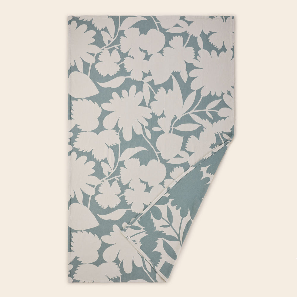 Housse de couette FLAURIA ivoire et vert sauge design floral printanier oversize - 7