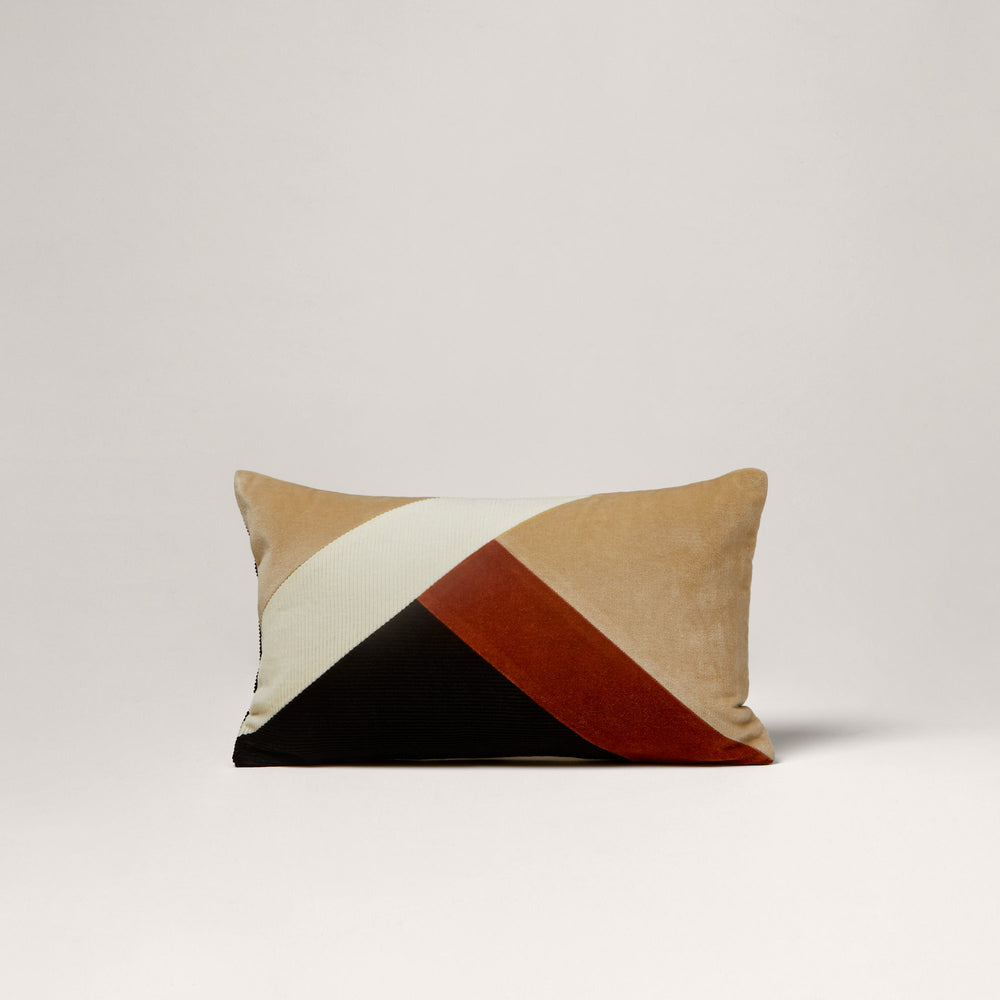 Housse de Coussin Décorative Gotie en Velours de Coton - Motif Géométrique XXL, Ivoire Naturel et Noir