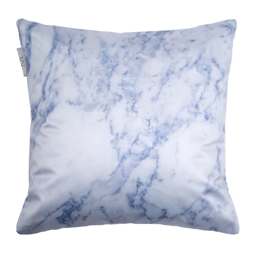 Housse de coussin MARBLE Luxe motif marbré en satin blanc et gris chic - 3