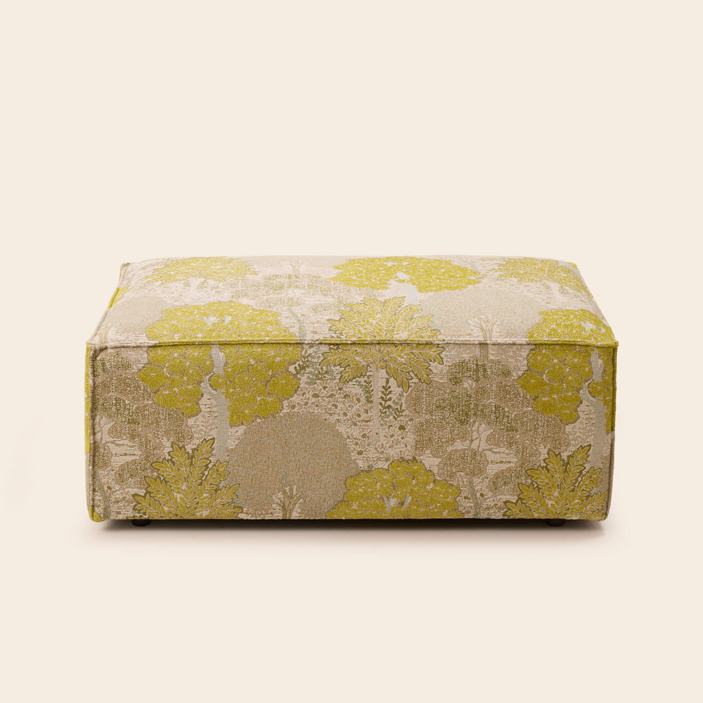 Pouf DYONIS en tissu jacquard alisia jaune soufre naturel - 5