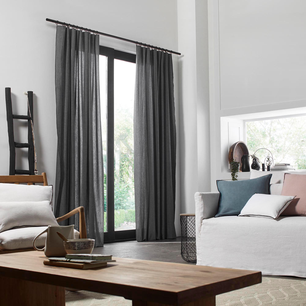 Rideau Panneau Tendance MILA Gris Anthracite et Coton Doux - 4