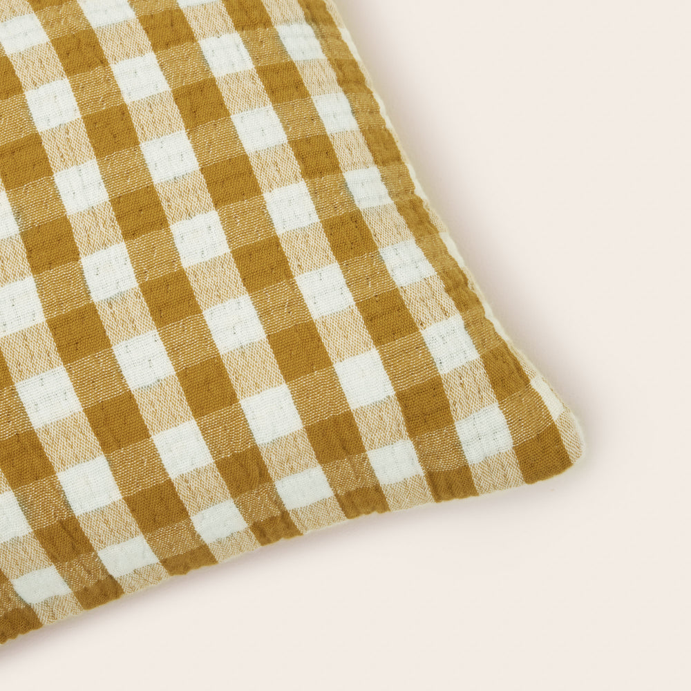Housse de coussin Jeanie jaune ocre en coton biologique doux pour chambre d'enfant et salon - Design élégant et moderne - 8