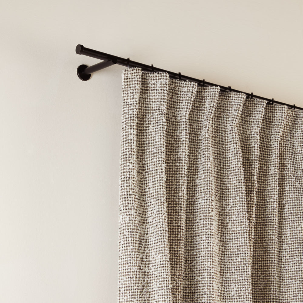 Rideau à galon fronceur Pietro en Jacquard Ivoire et Noir Motif Micro Damier - 7