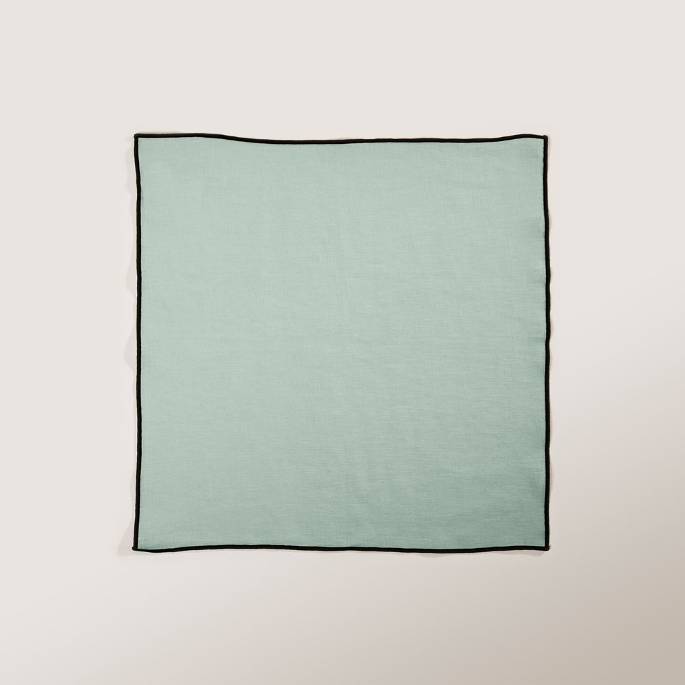 Serviette de Table CARLINA – Tilleul et Bourdon Noir, Lin Lavé Légèrement Froissé - 4