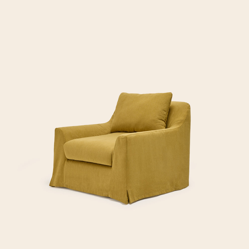 Fauteuil CLARIBEL en tissu barbate curry - 5