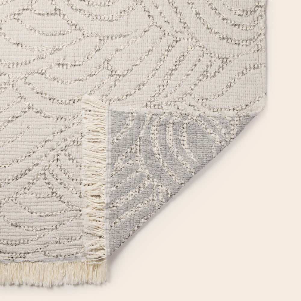 Drap de lit LUDVIK Luxe en Coton Naturel - Ivoire et Noir Design Tissé Main - 4