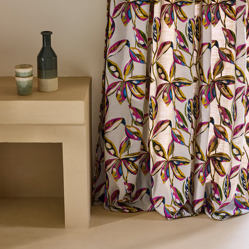 Rideau à Galon Fronceur RAMHA - Motif Naturel Calcaire et Multicolore Élégant - 4