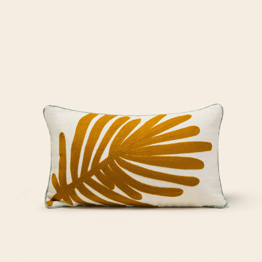 Housse de coussin TROPI ecru et moutarde - 3