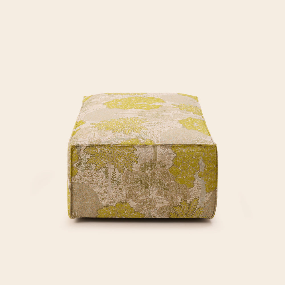Pouf DYONIS en tissu jacquard alisia jaune soufre naturel - 7