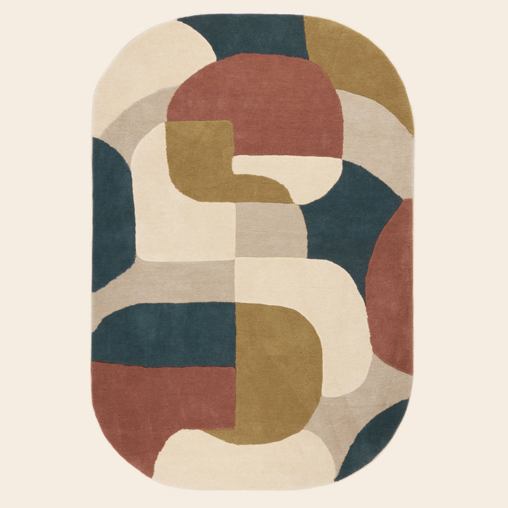 Tapis de sol Andréï Design Moderne Naturel Multicolore à Coins Arrondis