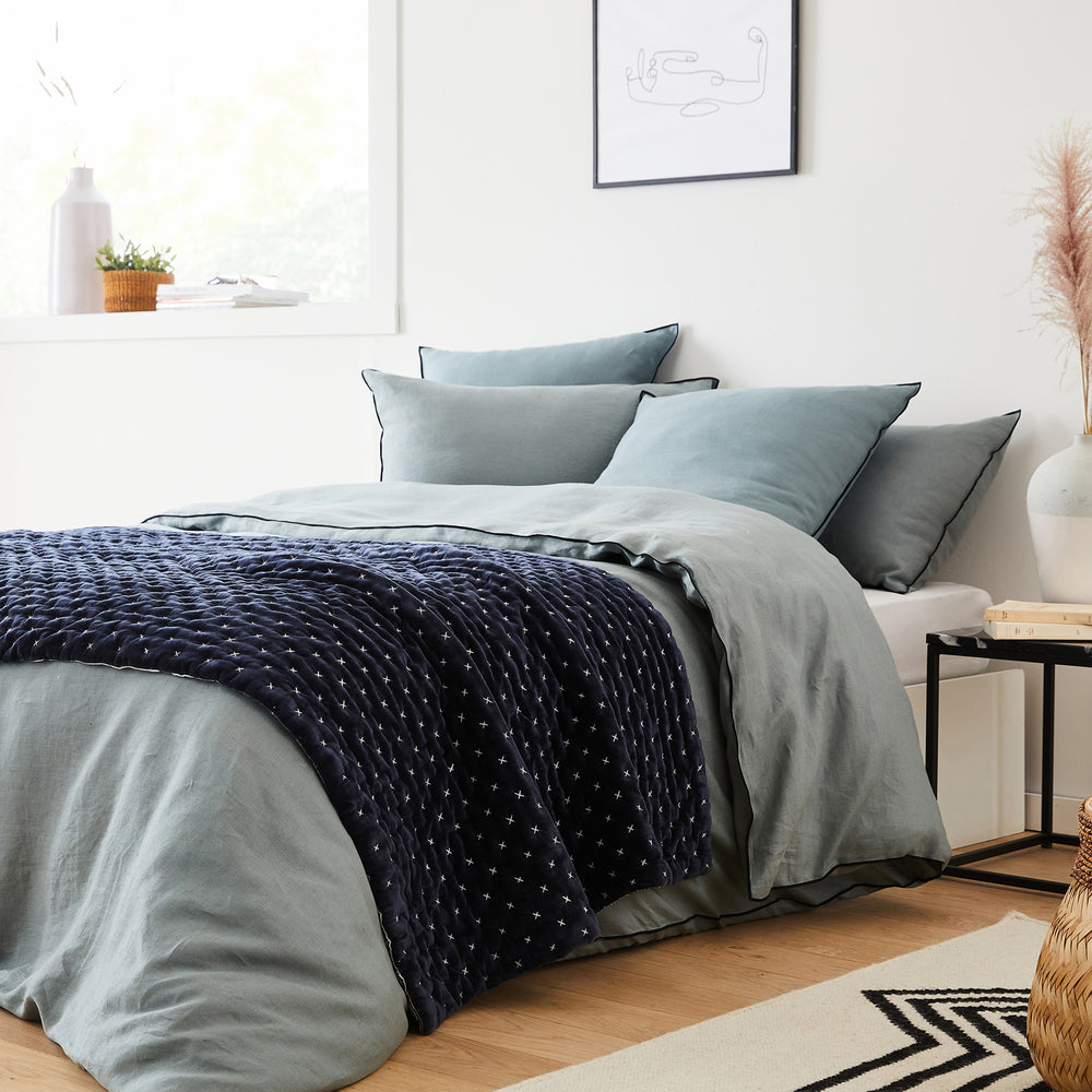 Housse de Couette Matelassée MALO - Bleu Nuit Profond - 3