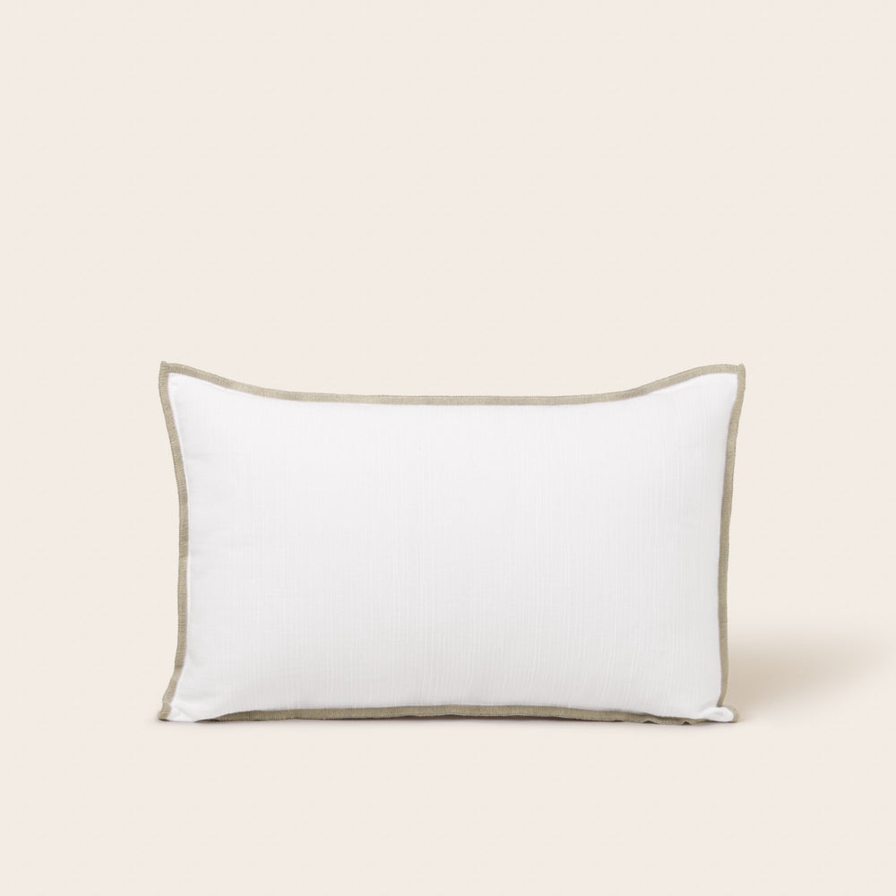 Housse de coussin élégante Toinon en coton et lin – blanc et bourdon naturel