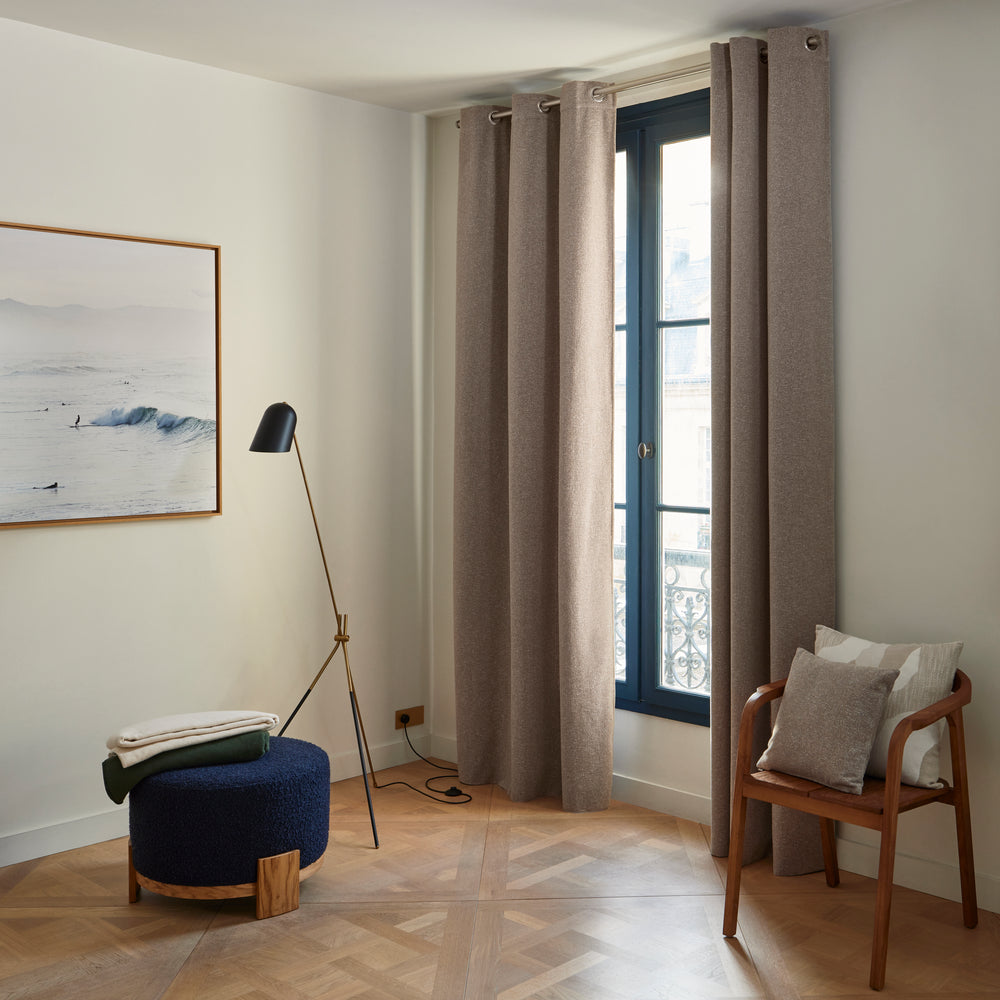 Rideau à œillets argentés BLIZZAR beige granité : élégance hivernale et style contemporain - 2