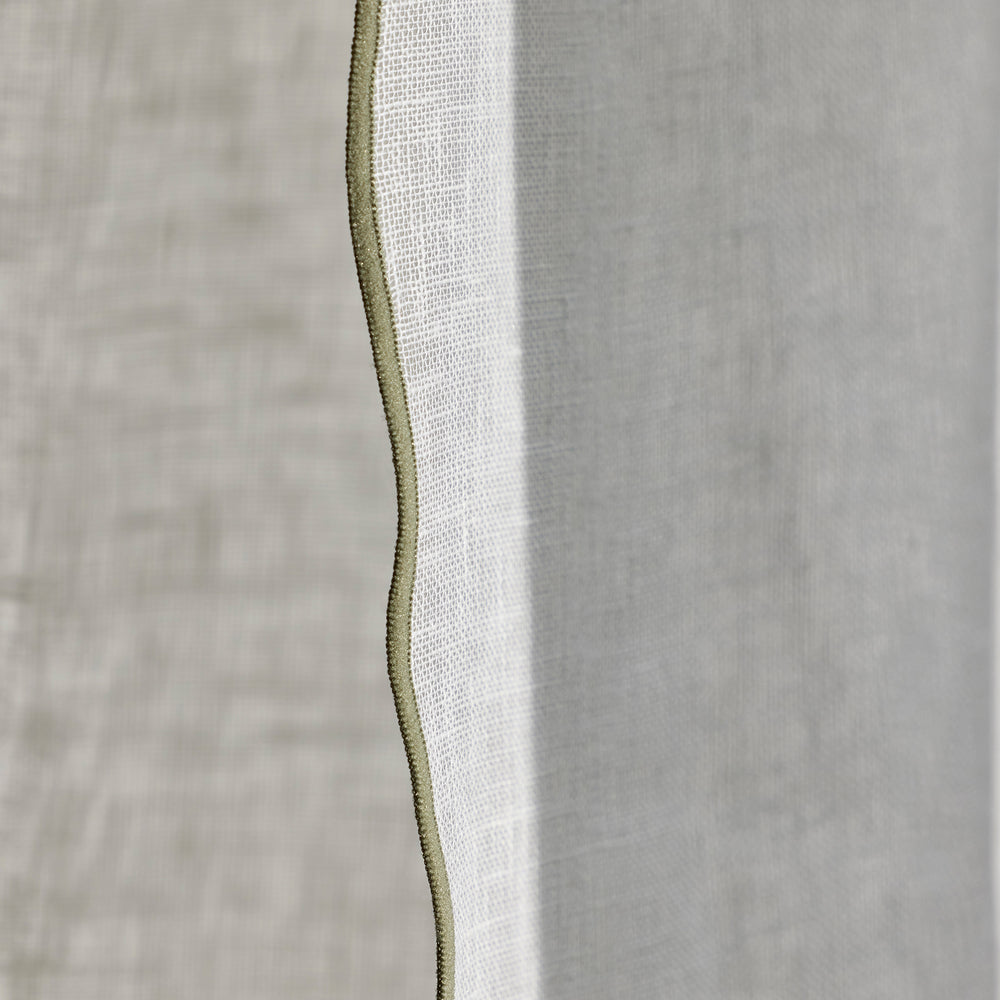 Voilage panneau SHADOW blanc pur et bourdon vert - 6
