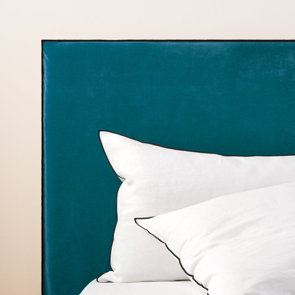 Housse de tête de lit DARIO en velours ultra doux - Bleu canard & Noir bourdon élégant - 9
