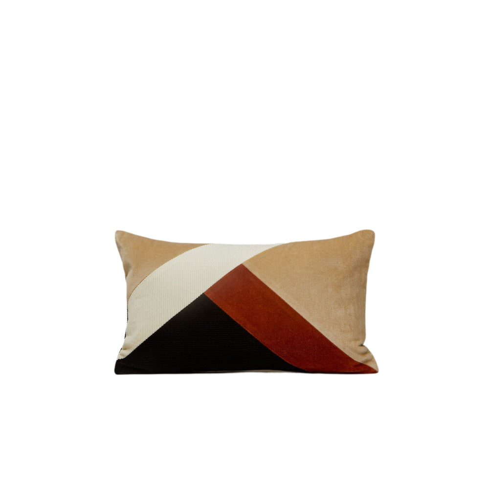 Housse de Coussin Décorative Gotie en Velours de Coton - Motif Géométrique XXL, Ivoire Naturel et Noir - 9