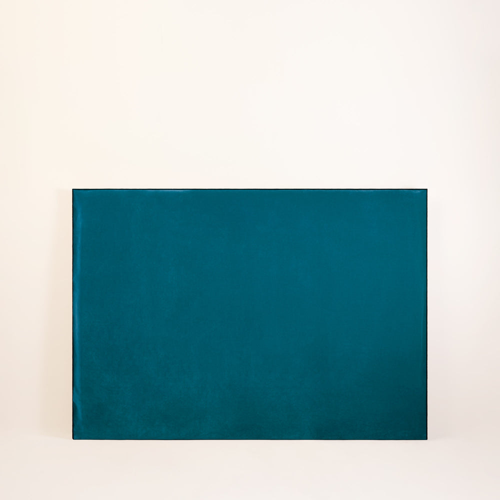Housse de tête de lit DARIO en velours ultra doux - Bleu canard & Noir bourdon élégant