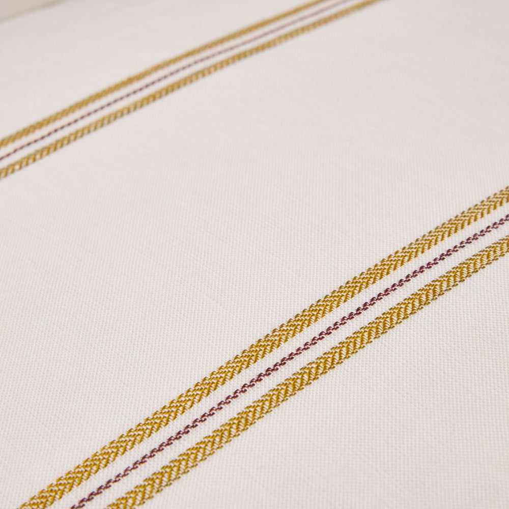 Drap Plat UGOLIN Blanc à Rayures Moutarde Élégant en Matières Naturelles - 5