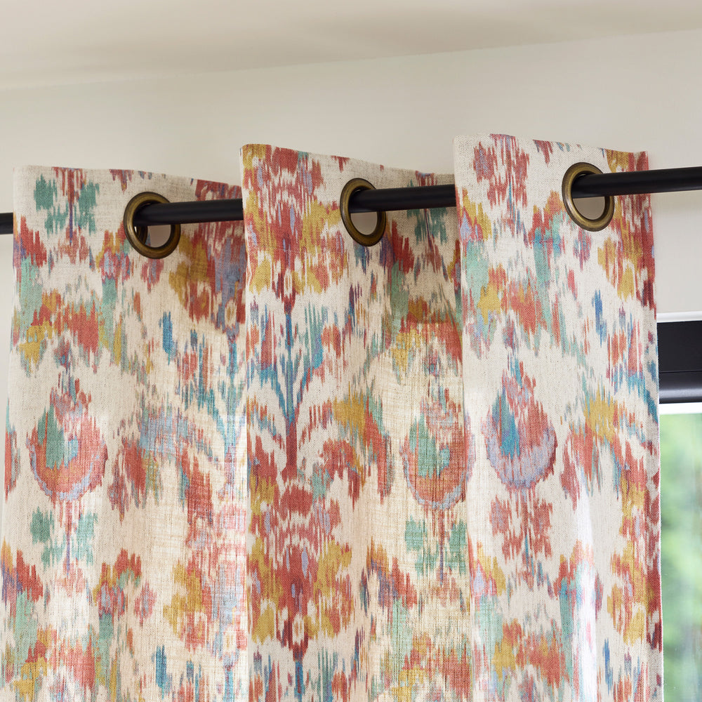 Rideau à œillets dorés en laiton Shinta - Motifs naturels et colorés pour intérieur élémentaire - 4