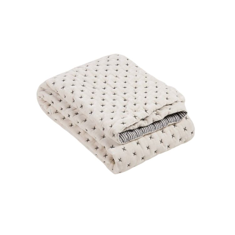 Édredon matelassé MALO en velours de coton doux - Coloris craie - 5