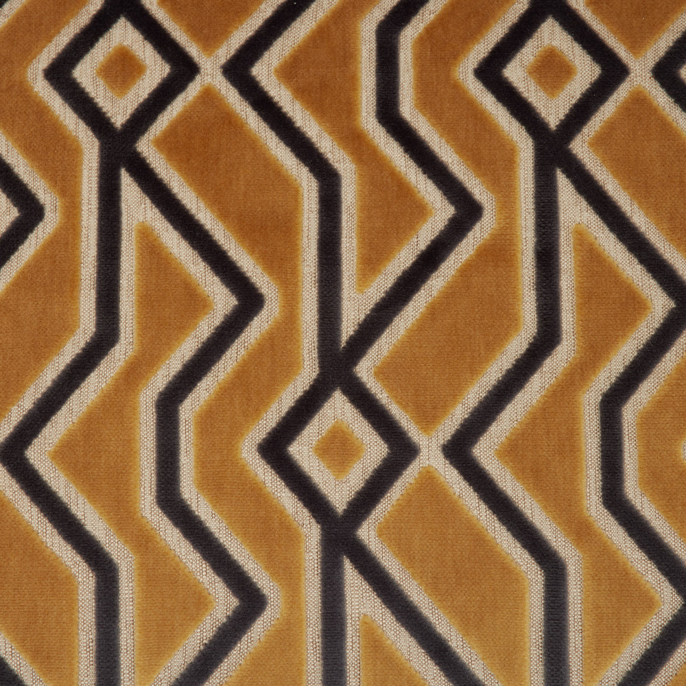 Housse de coussin KUMBO Jacquard Velours Ocre et Noir - 7