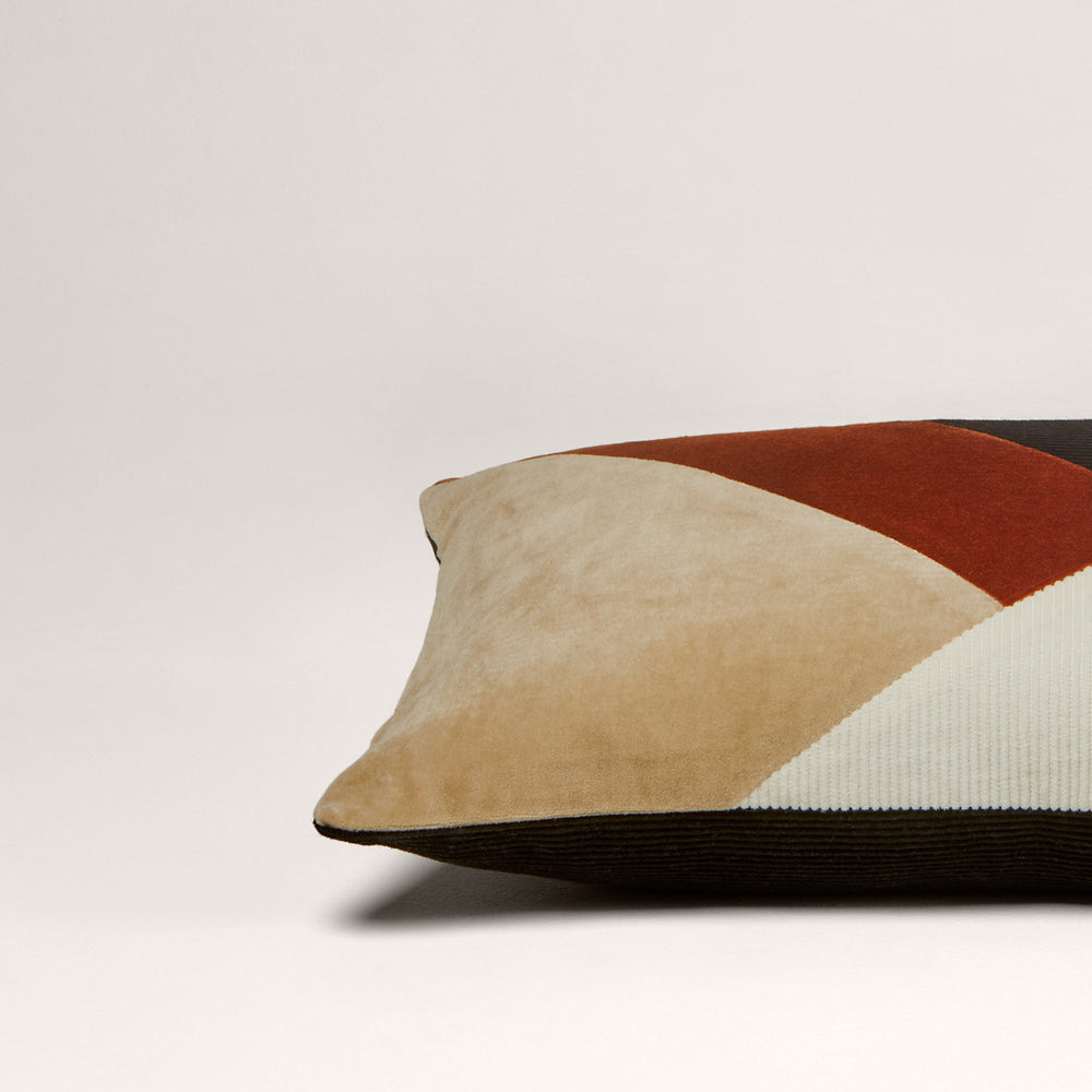 Housse de Coussin Décorative Gotie en Velours de Coton - Motif Géométrique XXL, Ivoire Naturel et Noir - 7
