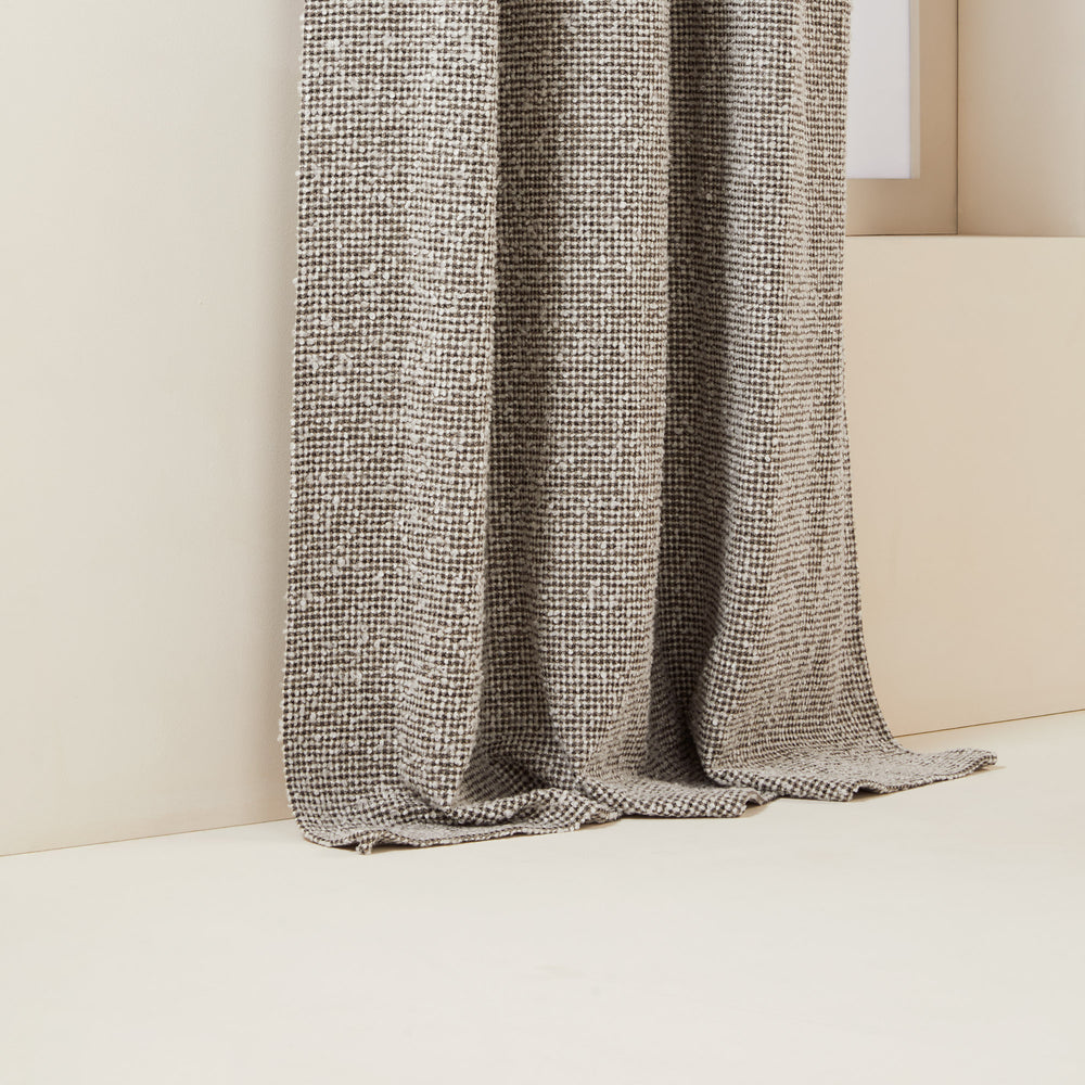 Rideau à galon fronceur Pietro en Jacquard Ivoire et Noir Motif Micro Damier - 8