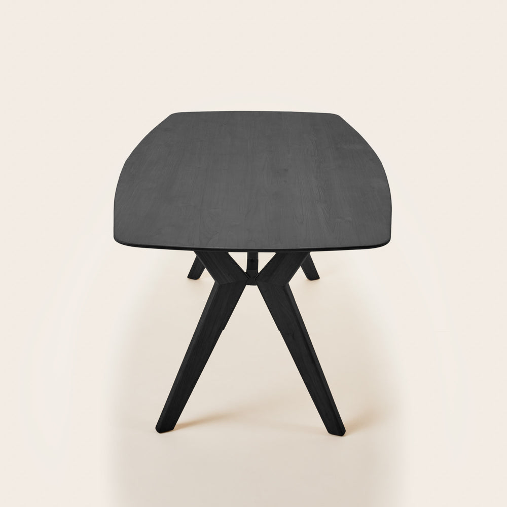 Table à manger VIKIE moderne en teck recyclé noir - 5