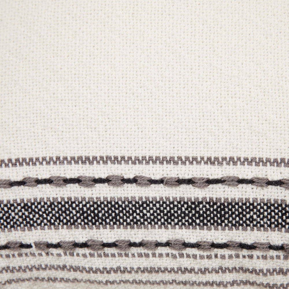 Housse de coussin PAVANI 100 % coton rayures blanches et noires - 10
