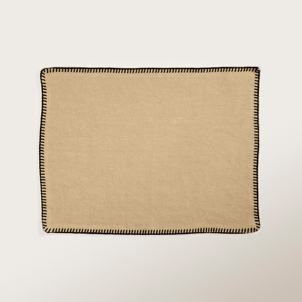 Set de table NINO seigle et bord festonné noir - 100% lin européen OEKO-TEX® certifié - 5