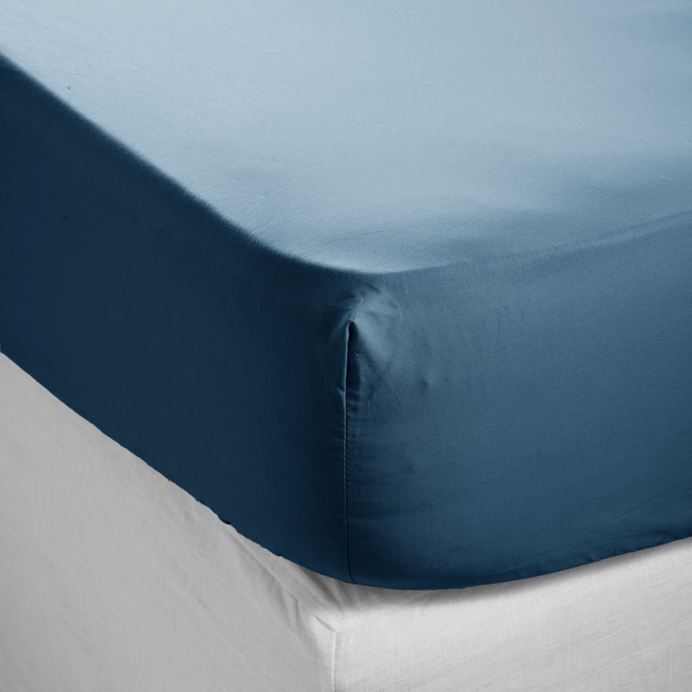 Drap Housse Céliane en Percale de Coton Lavé – Bleu Orage - 3