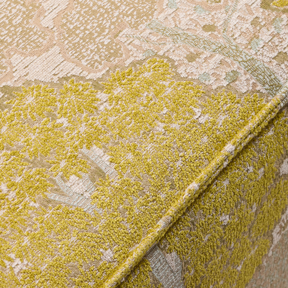 Pouf DYONIS en tissu jacquard alisia jaune soufre naturel - 9