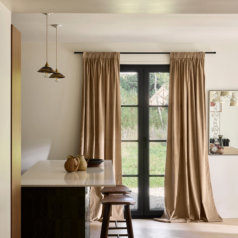 Rideau à Galon Fronceur DALILA Beige Chic avec Liseré Ornamental