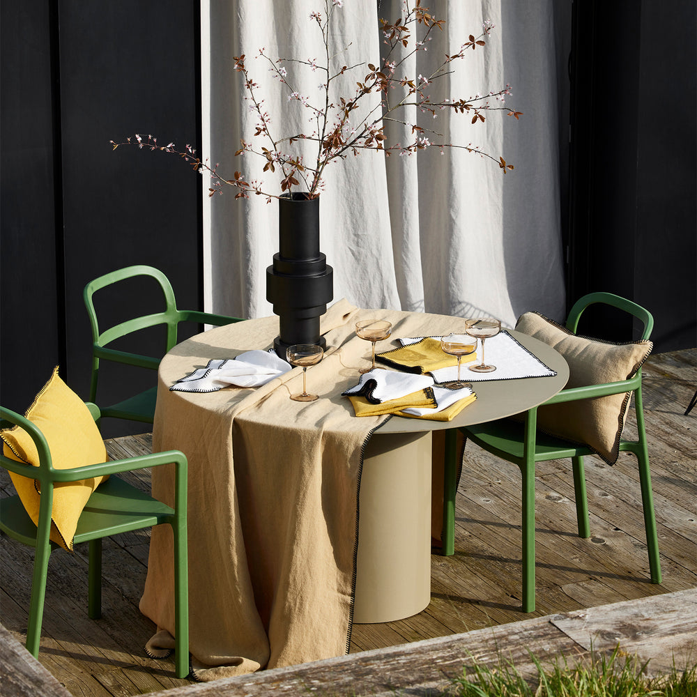 Serviette de table NINO 100% lin certifié Oeko-Tex - Ocre et feston noir - 5