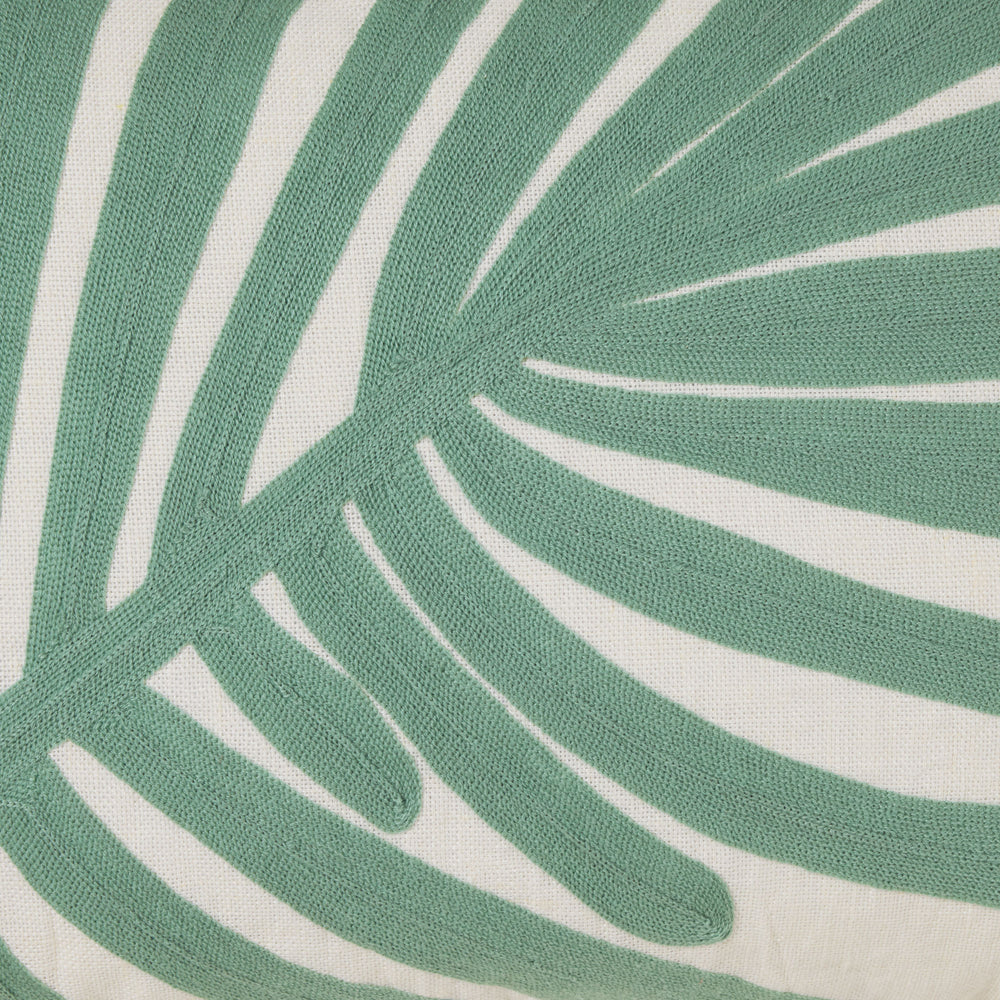 Housse de coussin TROPI motif feuille de palme - Écru et Vert Tropique - 6