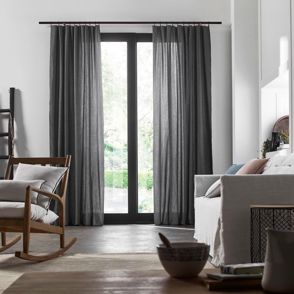 Rideau Panneau Tendance MILA Gris Anthracite et Coton Doux - 3