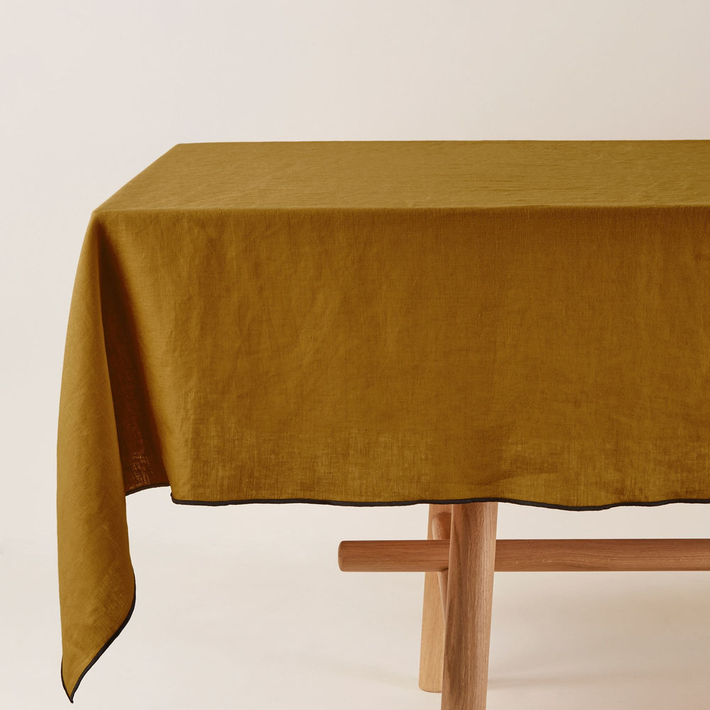 Nappe Carrée CARLINA en Lin Lavé - Bronze et Noir Intemporels - 3