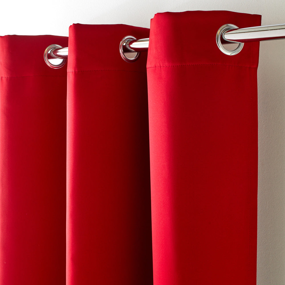 Lot de 2 rideaux occultants premium à oeillets métalliques 240g/m² rouge vif pour… - 5