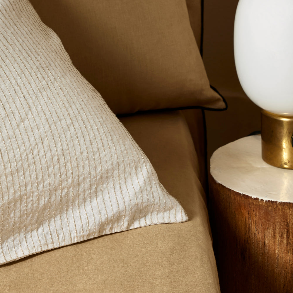 Lot de 2 taies d'oreiller ELIE en lin coton - Ivoire & Naturel, design élégant et éthique - 12