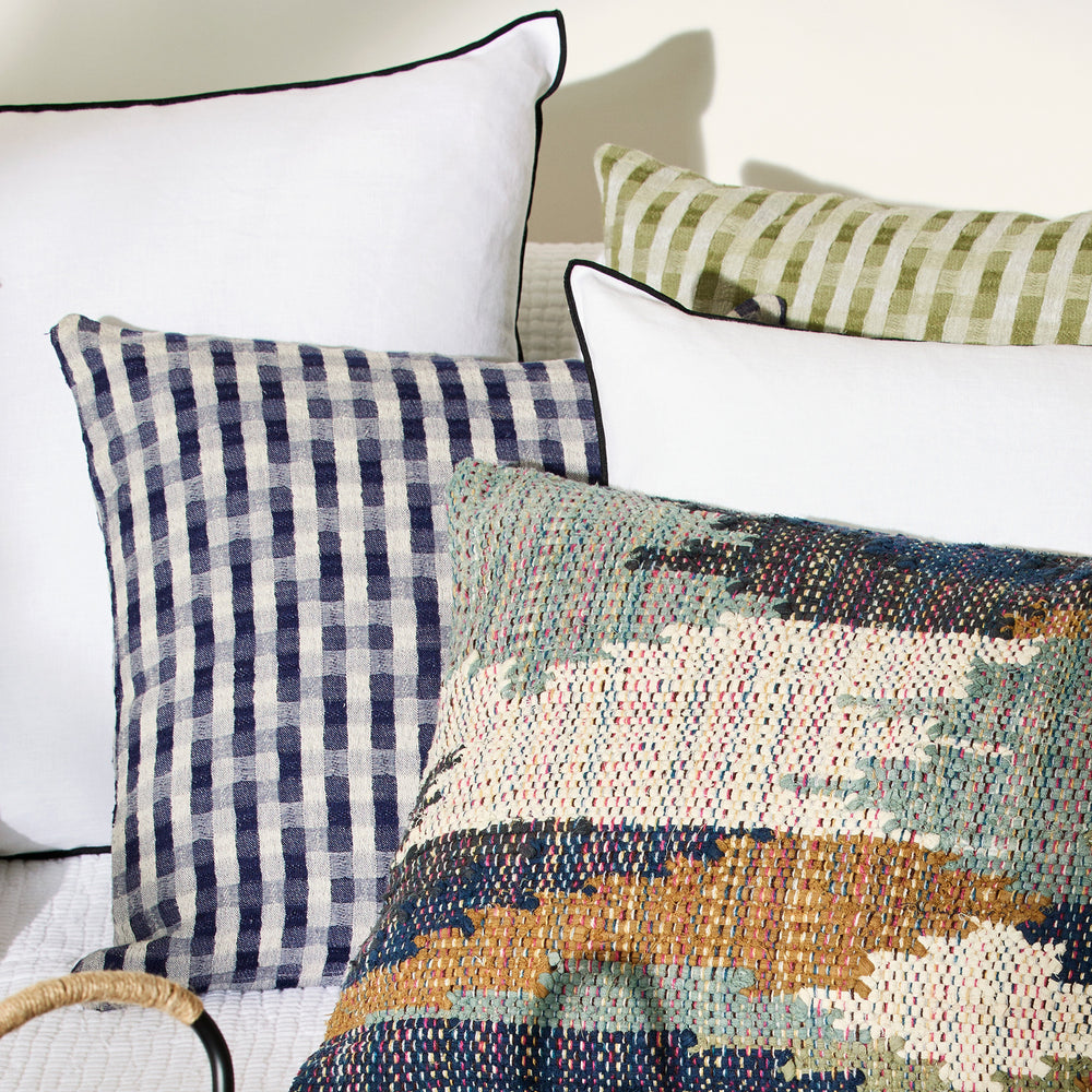 Housse de coussin Castin en jacquard naturel et marine - 4