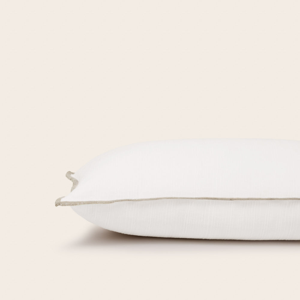 Housse de coussin élégante Toinon en coton et lin – blanc et bourdon naturel - 5