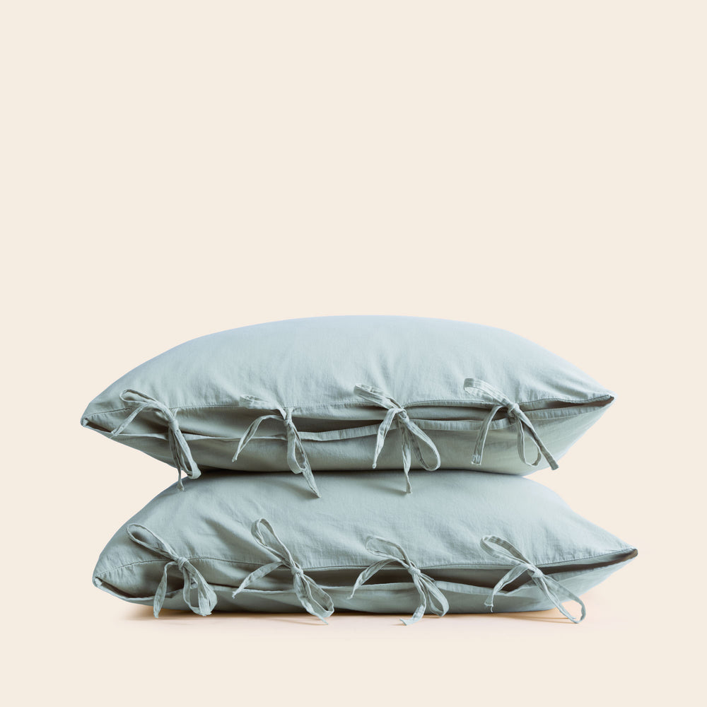 Lot de 2 Taies d'Oreiller satin SATHEENE – Vert éucalyptus Luxe & Confort Ultime - 4