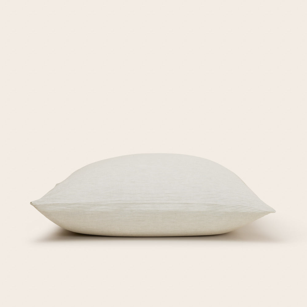 Lot de 2 Taies d'Oreiller Carées Finéa en Coton Lin Rayé Ivoire & Vert de Gris - 9