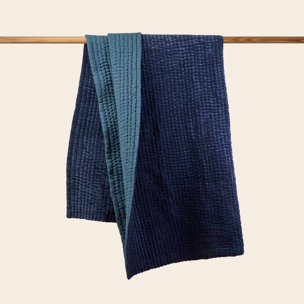 Couvre-lit matelassé AURALIE - Bleu nordique, Velours de coton luxueux - 6
